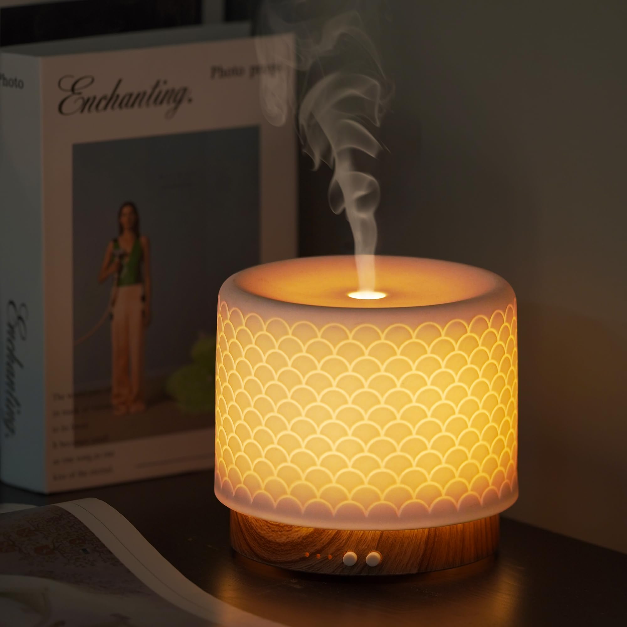 Photo 1 of Essential Oil Diffuser, Aesthetic Ceramic Diffusers for Essential Oils,Ultrasonic 280ml Aroma Fragrance Diffuser with Cool Mist Humidifier Deffuser for Home,Office,Yoga,Bathroom,Modern Commercial