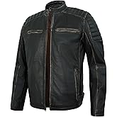 UrbanFocal Mens Leather Jacket - Real Lambskin Quilted Motorcycle Style Leather Jackets For Men