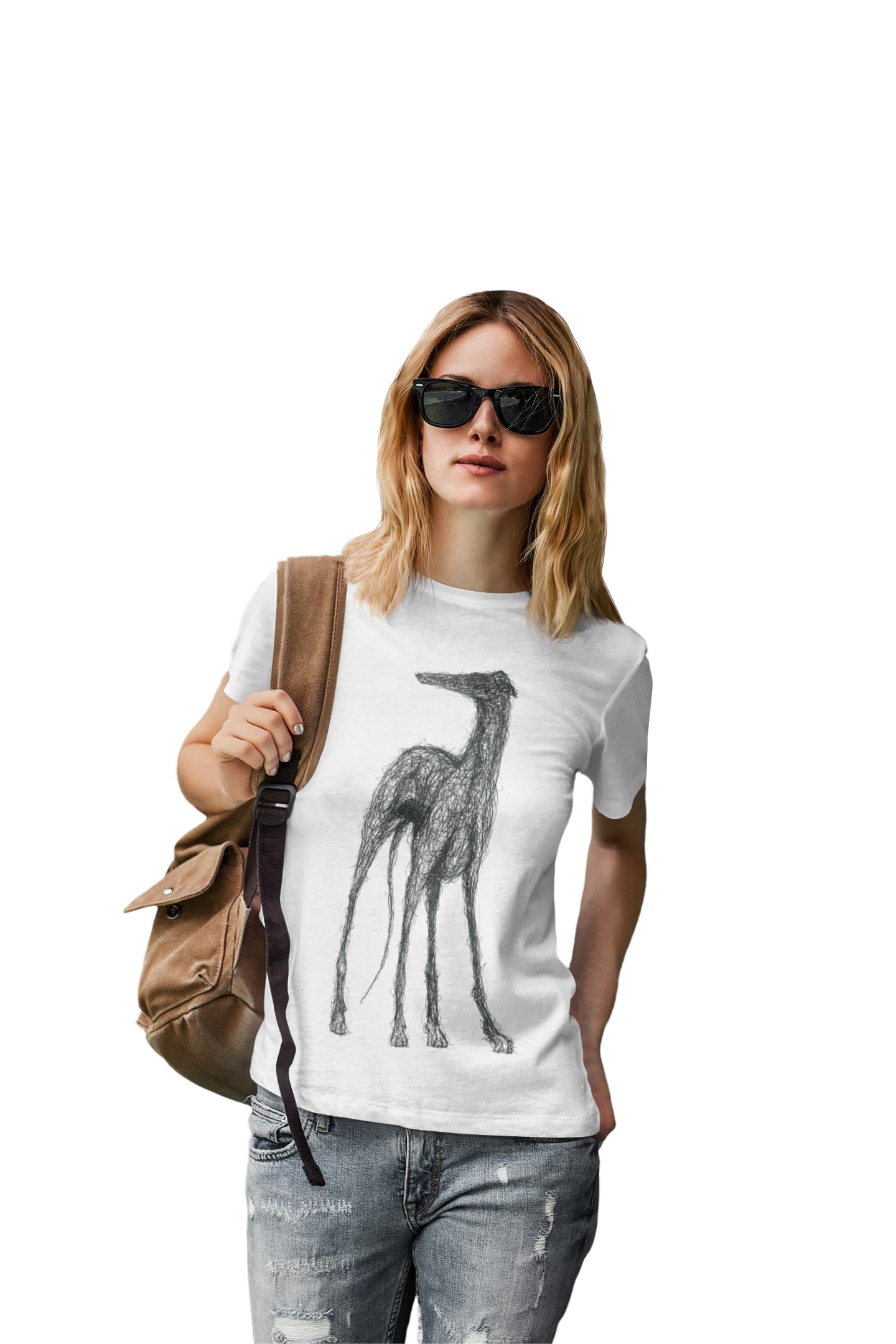 The House Of Dog Greyhound, Sighthound, Whippet, Lurcher Owner Printed Organic Cotton T-Shirt Gift. White/X-Small