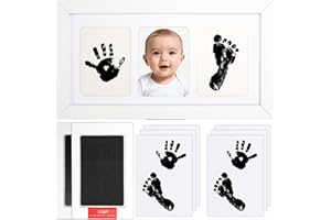 Baby Hand and Footprint Kit, 28 x 23cm Baby Commemorative Photo Frame, Family Ink Pad Keepsake for Newborn, Baby, Pets Handpr