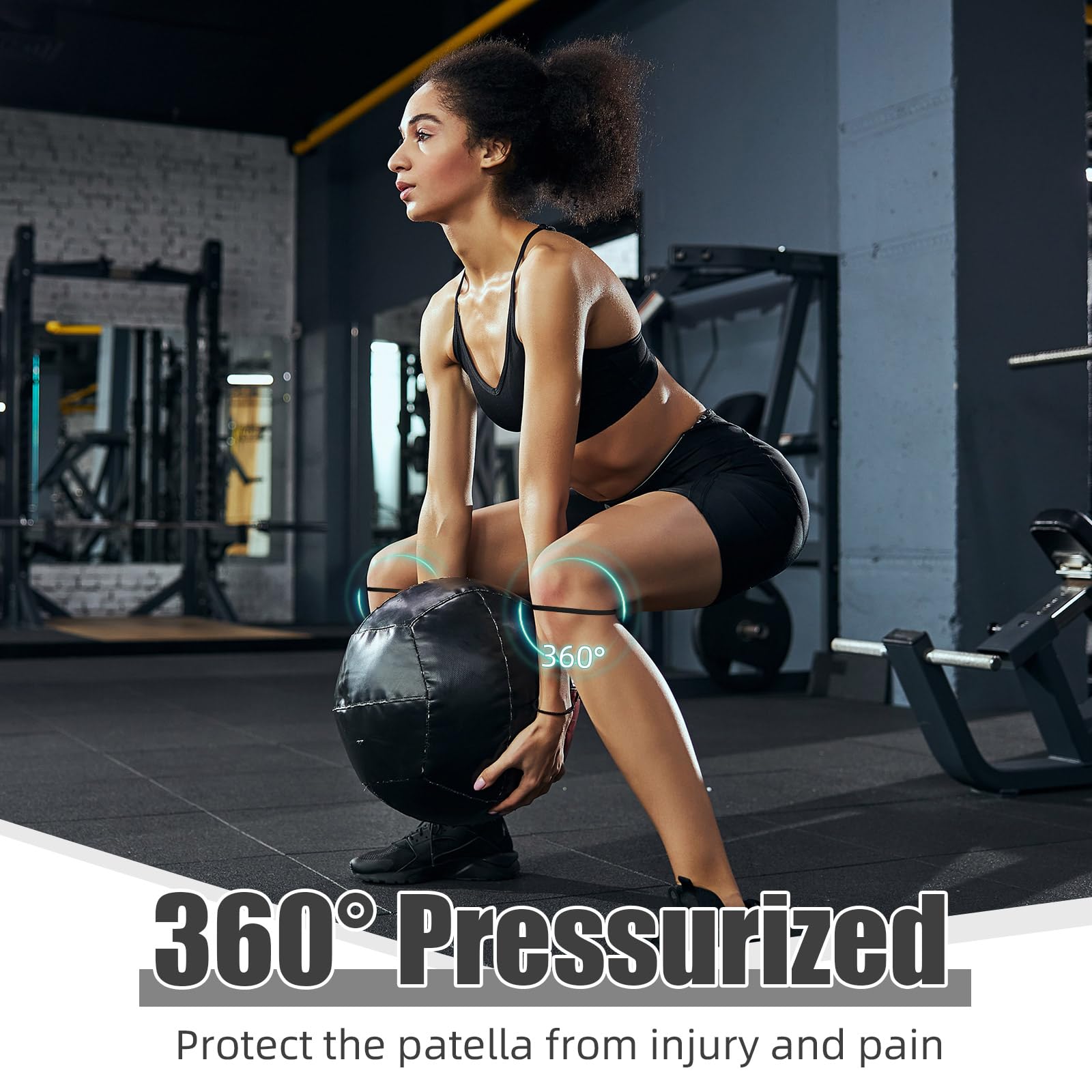 Silicone Patella Knee Band for Basketball Patella Tendon Support Knee Pain Running Tendon Brace Support Strap(2,Black,M)