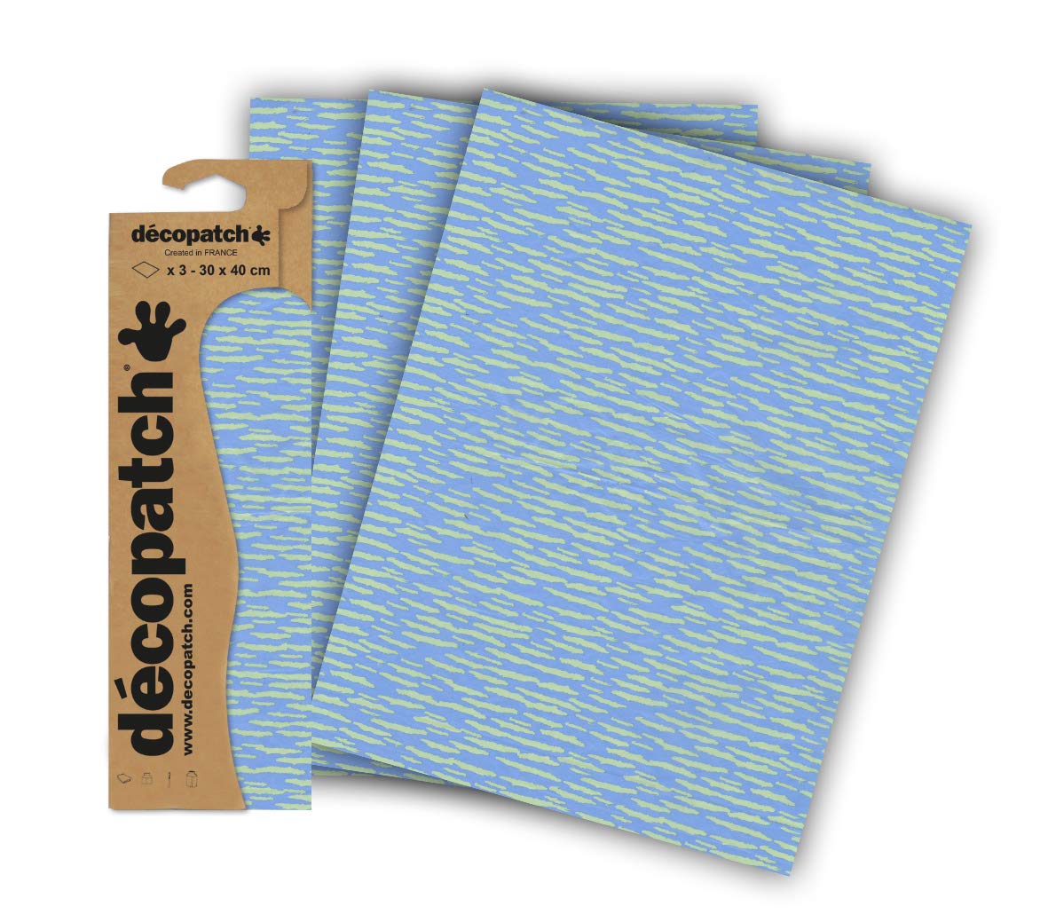 Décopatch C836C - A pack of 3 sheets of printed paper 30x40 cm Green cloud on blue sky - DIY - Customisable Décor - Completely Personalise - Creative + Leisure