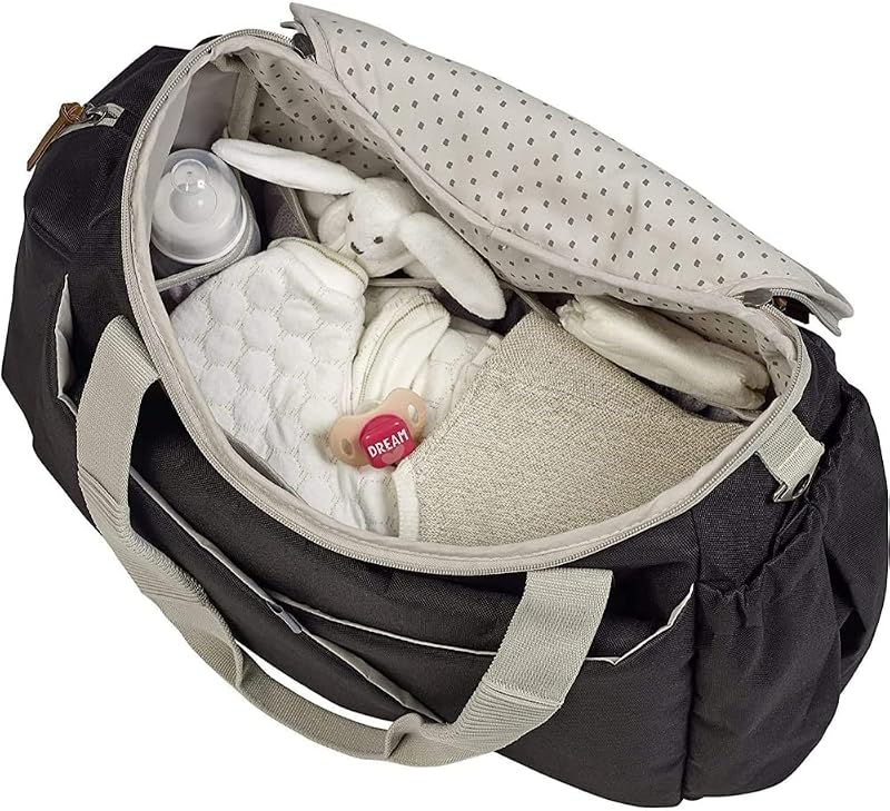 - Wickeltasche Sydney II - Modulierbar, großes Fassungsvermögen - Große Cocoon-Wickelfläche - Isolierfach für Babynahrung, Befestigungssystem für Kinderwagen, Tragegriffe - Schwarz