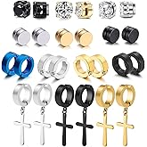 WAINIS 13 Pairs Stainless Steel Non Pierced Magnetic Earrings for Men Women Clip on Dangle Magnet Earrings Set
