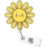 Funny Sunshine Nurse Badge Reel, Cute Sun Retractable ID Card Badge Holder | Name Tag Badge Buddy for Pediatrics ER RN CNA LPN MA Nursing Student Social Worker Teacher PhD Office Staff, Acrylic