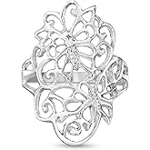 AeraVida Exquisite Hidden Butterfly In Swirls .925 Sterling Silver Ring