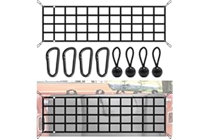 ZUDKSUY Truck Bed Cargo Net & Tailgate Barrier, 60x18 Inch Black Mesh Divider for Full-Size Pickups, Replacement for Ford, Re