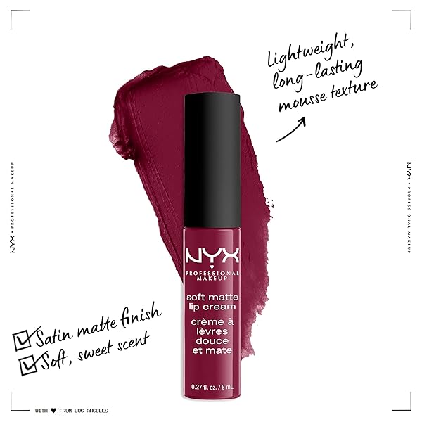 NYX PROFESSIONAL MAKEUP SOFT MATTE LIP CREAM, LIGHTWEIGHT LIQUID LIPSTICK – COPENHAGEN (MATTE RICH PLUM)