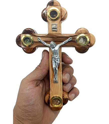Croix orthodoxe en bois d'olivier (13,50 cm / 5,25'')#CR113 - Holy Land Olive Wood - Bethlehem Olive Wood Factory