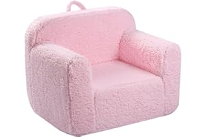 MOMCAYWEX Kids Snuggly-Soft Sherpa Chair, Cuddly Toddler Foam Chair for Boys and Girls, Pink