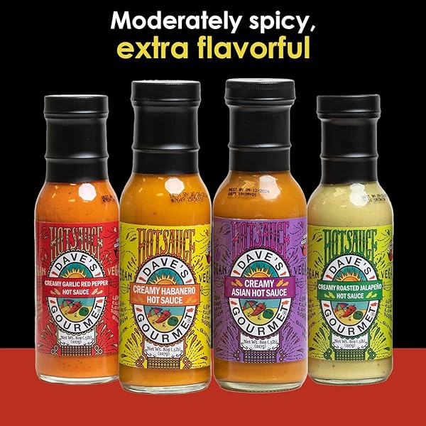 DAVE’S GOURMET CREAMY GARLIC RED PEPPER SAUCE – MEDIUM HEAT – PERFECT FOR SALADS, DIPPING, TACOS, SANDWICHES & MORE – VEGAN SAUCE, GLUTEN-FREE, NO PRESERVATIVES – 8OZ BOTTLE (PACK OF 1)