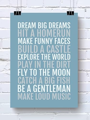 Amazon Com Boy S Rules Nursery Art Print Baby Boy Poster Blue