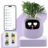 PLANTSIO Smart Plant Pot with Screen, 80ml Self-Watering Planter Purple | Monitor Soil Moisture, Water Level, Light & Battery