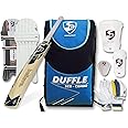 SG Eco Duffle Kashmir Willow Full Cricket Kit, Black/Blue - Size 4