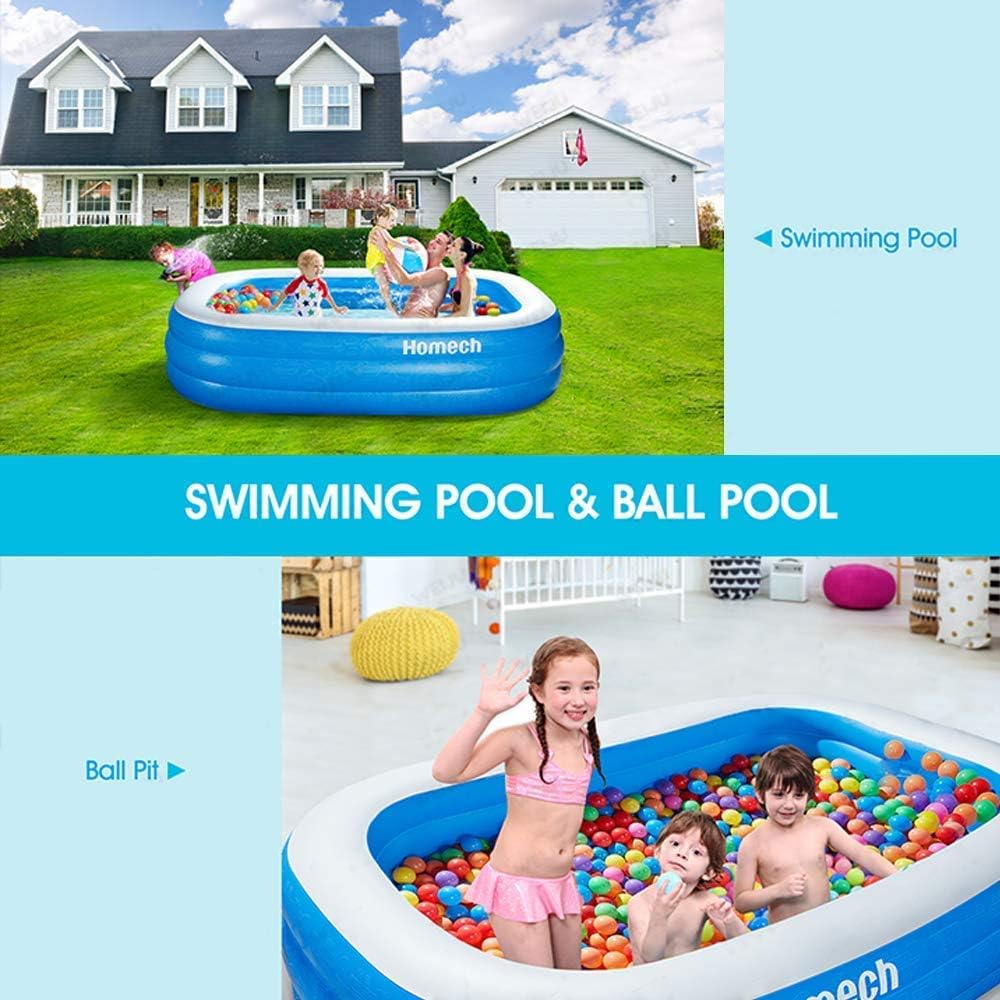 Homech Family Inflatable Swimming Pool, 118" X 72" X 22" Full-Sized Inflatable Lounge Pool for Baby, Kiddie, Kids, Adult, Infant, Toddlers for Ages 3+,Outdoor, Garden, Backyard, Summer Water Party: Toys & Games