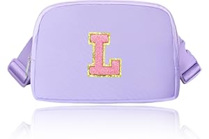 Janhavi Belt Bag for Women,Personalized Belt Bag for Women Girls Fashion Mini Waist Packs with Adjustable Strap Trendy Travel Fanny Pack Crossbody Bags with Initial Letter Teen Gifts-Lavender L