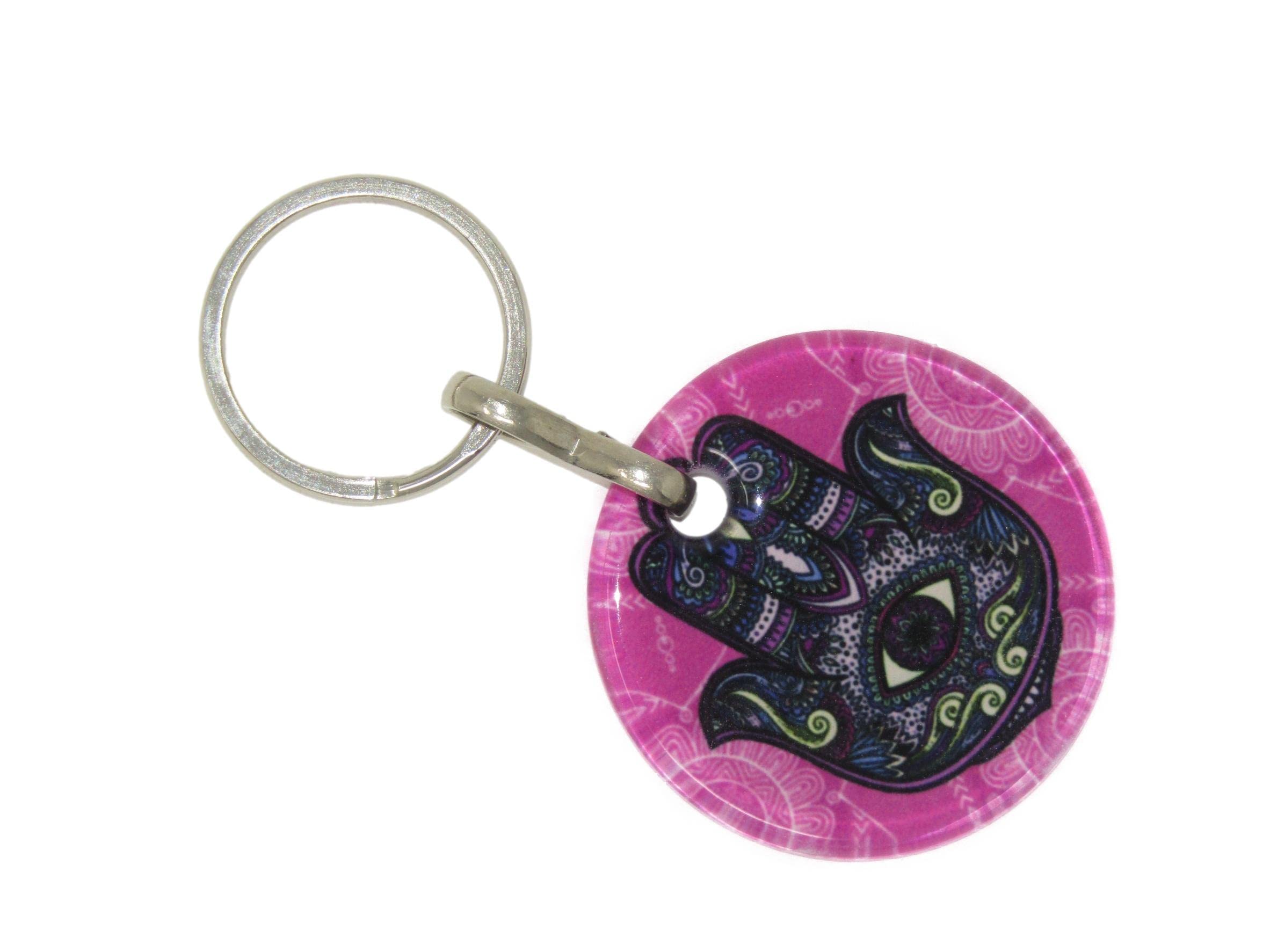 Jeannieparnell 452 - Hamsa Hand, Hand of Fatima & Lucky Evil Eye Keyring Bag Hanger Protection and Good Luck