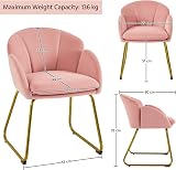 Yaheetech Velvet Tub Chair Pink with Golden Metal Legs Modern Accent Armchair view 3