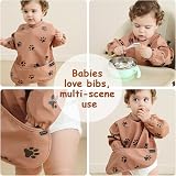PewinGo Weaning Bib with Long Sleeves 2PCS Waterproof Baby Burp Coverall Bibs view 7
