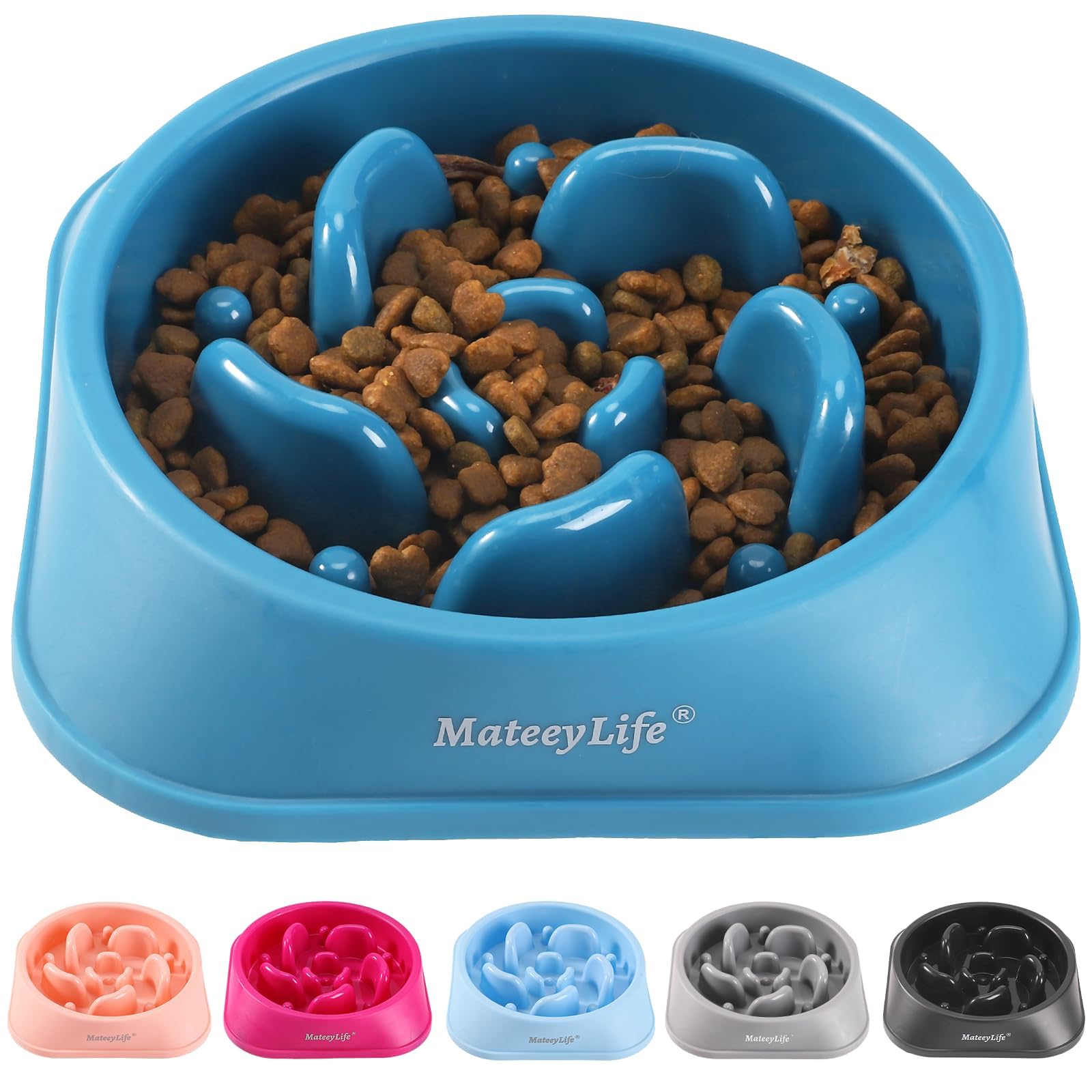 Photo 1 of MateeyLife Slow Feeder Dog Bowls, Anti-Choking Puzzle Dog Food Bowls, Anti-Slip Interactive Feeding Slow Down Eating, Bloat Stop Maze Dishes for Medium Large Breeds DarkBlue