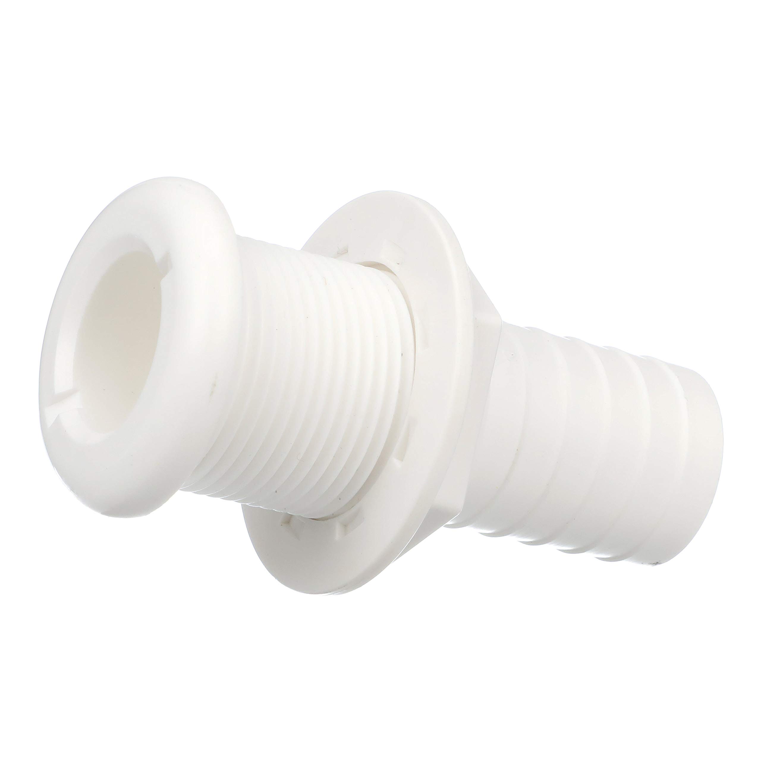 Seachoice Thru-Hull Connector w/Broad Flange, White Finish, 1.125 In.