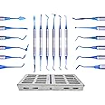 ARTMAN INSTRUMENTS Dental Composite Non Stick Filling Instruments Kit (6 PCS, Blue Plasma Coated) Restorative Tools in Stainless Steel Cassette