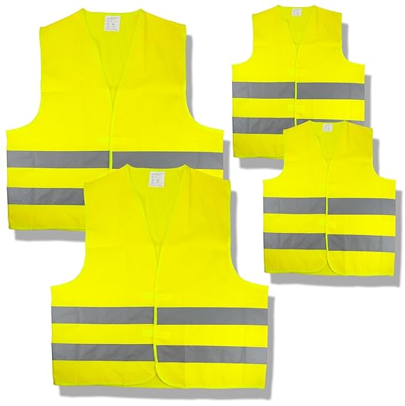 Cartrend 50252 Warnwesten 4er Family-Set, 2 x Erwachsenen- und 2 x Kinderwarnwesten