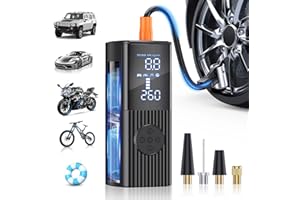 HAFULOKY Tire Inflator Portable Air Compressor, 180PSI Portable Air Compressor with with LED Light, 25000mAh & 3X Faster Inflation Air Pump for Car, Bike, Motorcycle, Ball and more