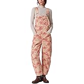 D-Sun Women's Floral Printed Denim Overall Straight Wide Leg Bib Adjustable Straps Baggy Barrel Jeans Romper Jumpsuits