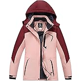 CorBuyit Women's Mountain Waterproof Ski Jacket with Detachable Hood - Windproof Winter Coat for Snow and Rain