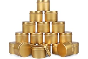 DINGPAI Candle Tin 18 Pcs, 4oz Candle Containers, Candle Jars for DIY Candle Making, Gold Color, Arts & Crafts, Storage and Holiday Gifts