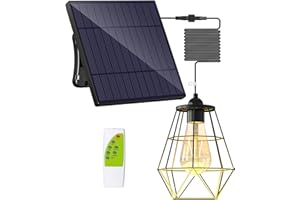 intelamp Solar Pendant Lights Indoor Outdoor, 4000mAh Gazebo Shed Chandeliers with Remote Dust to Dawn Mode 16.4Ft Hanging Lighting Interior for Outside Barns Toolsheds Chicken Coop