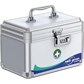 Uniclife Medicine Lock Box,10x6x6.5 in, Medication Lock Box With Code | Security combination lock, robust aluminum construction, portable carry handle, removable ABS tray, ideal for home &amp; office