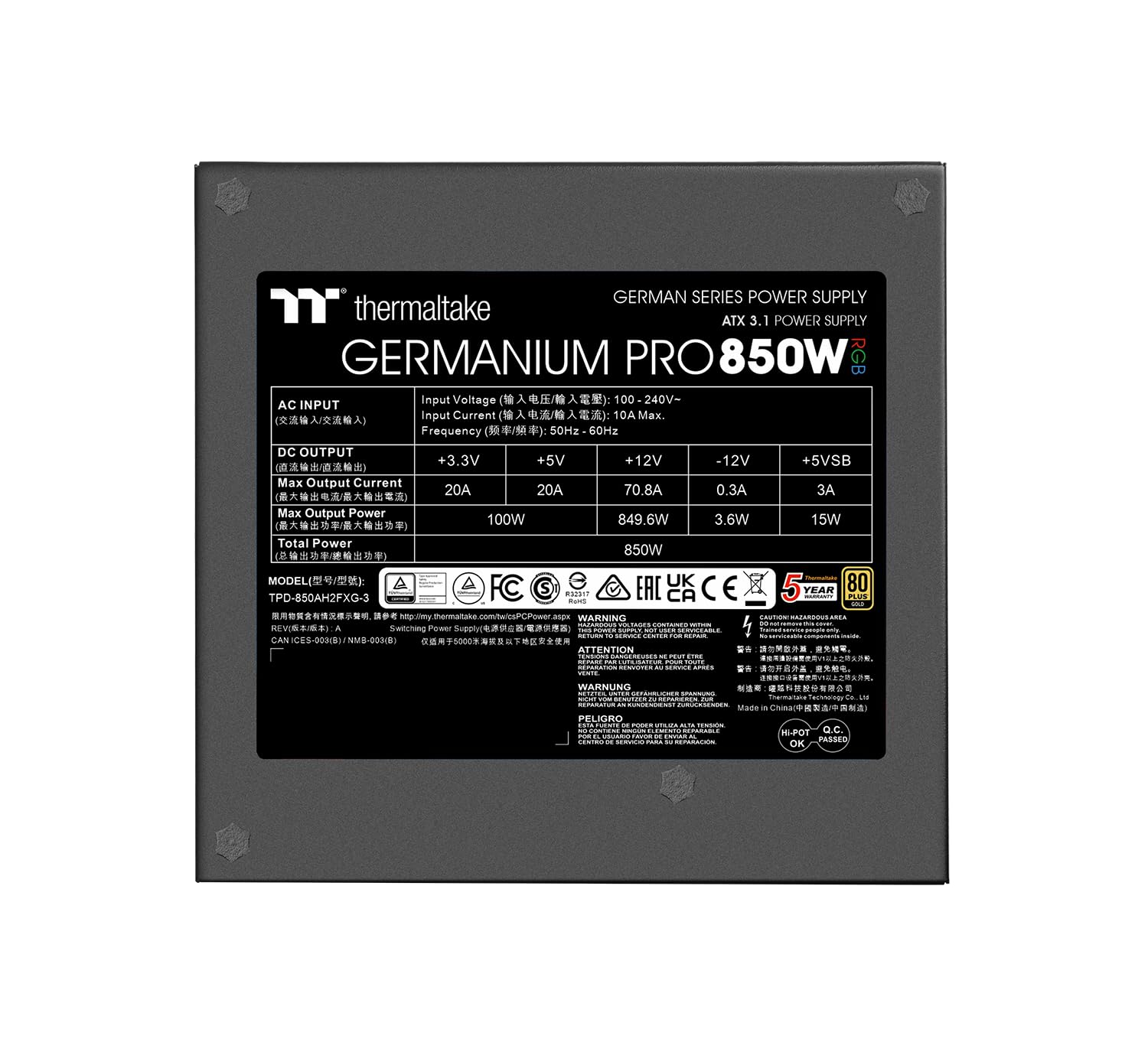 Germanium Pro 850W Power Supply | RGB | ATX 3.1 | Gen 5.1 12V-2x6 Connection | Ultra-Quiet Smart Zero Function | 80Plus Gold | Modular 2