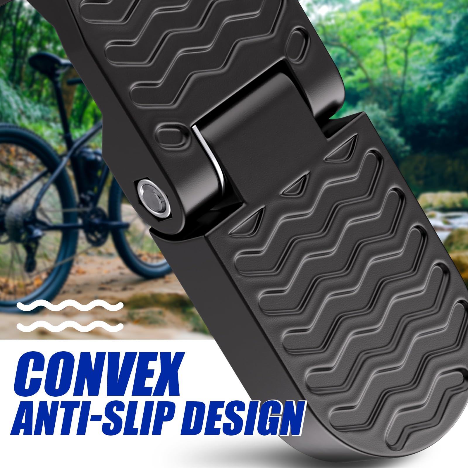 TOBWOLF 2PCS Bike Rear Pedals, Aluminium Bicycle Foot Peg, Non-Slip Ebike Foot Pegs for Passenger, Folding Rear Bicycle Footrest Pedals for E-Bike, Mountain Bike, Folding Bicycle
