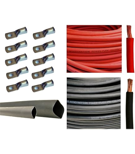 WINDYNATION 4/0 AWG 4/0 Gauge Red And Black Welding Lead & Car Battery Copper Cable Wire - Car, RV, Inverter, Solar, Battery In | Whizz