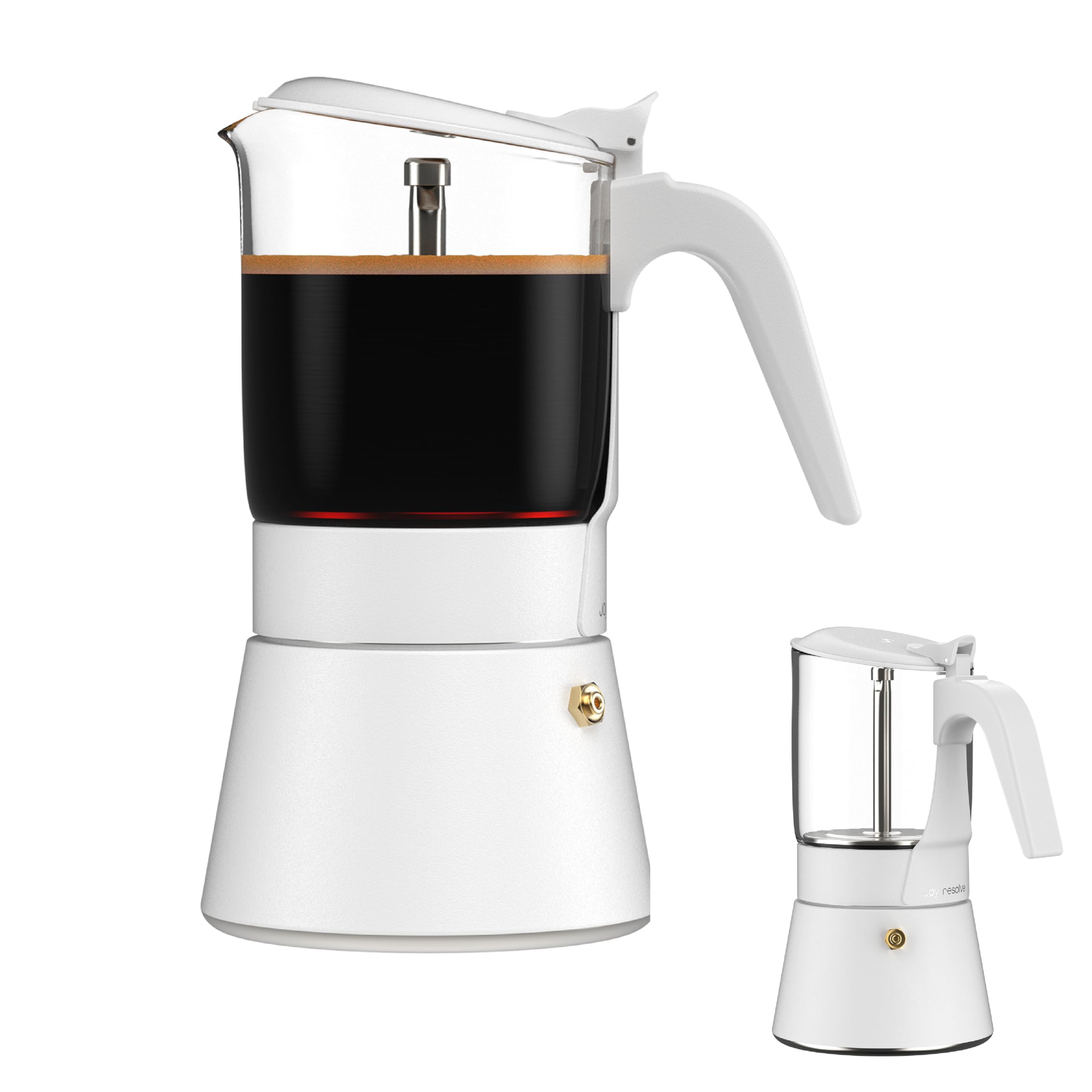 Joy Resolve Clear Brew Moka Pot (White, 360ml)