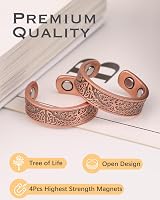 Jeracol Tree of Life Copper Magnetic Rings 2 Pack with 4 Magnets Each view 4