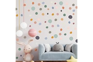 TAOBARY 15 Sheet 300 Pcs Irregular Polka Dots Boho Wall Decal Terrazzo Playroom Bedroom Removable Modern Vinyl Boho Wall Stickers(Bright Color)