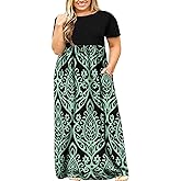 Halife Plus Size Dresses for Women Summer Casual Beach Long Maxi Dress with Pockets