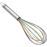 Kuhn Rikon COLORI® Silicone Balloon Whisk – For Mixing, Baking & Cooking – Non-Stick Safe, Stainless Steel Handle, Dishwasher Safe, 8 Inch, Rainbow