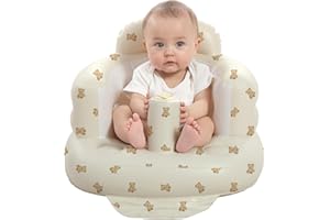 AGITVPS Inflatable Baby Seat for Babies 3-36 Months, Built in Air Pump Baby Chair Sit Me up Floor Seat for Baby, Bumbo Seat for Learning to Sit, Feeding, Camping(Bear Cub)