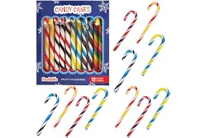 Fruidles Christmas Candy Canes Suckers, Multicolored Rainbow Fruity Flavor, Individually Wrapped (12-Pack)