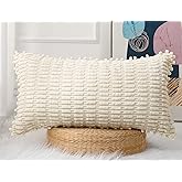 PANOD Decorative Long Lumbar Pillow Cover 16x26 Boho,Super Soft and Plush Modern Long Rectangle Pillow Cover Pillow Case Cushion Case for Bed Sofa Couch Farmhouse Livingroom,Beige