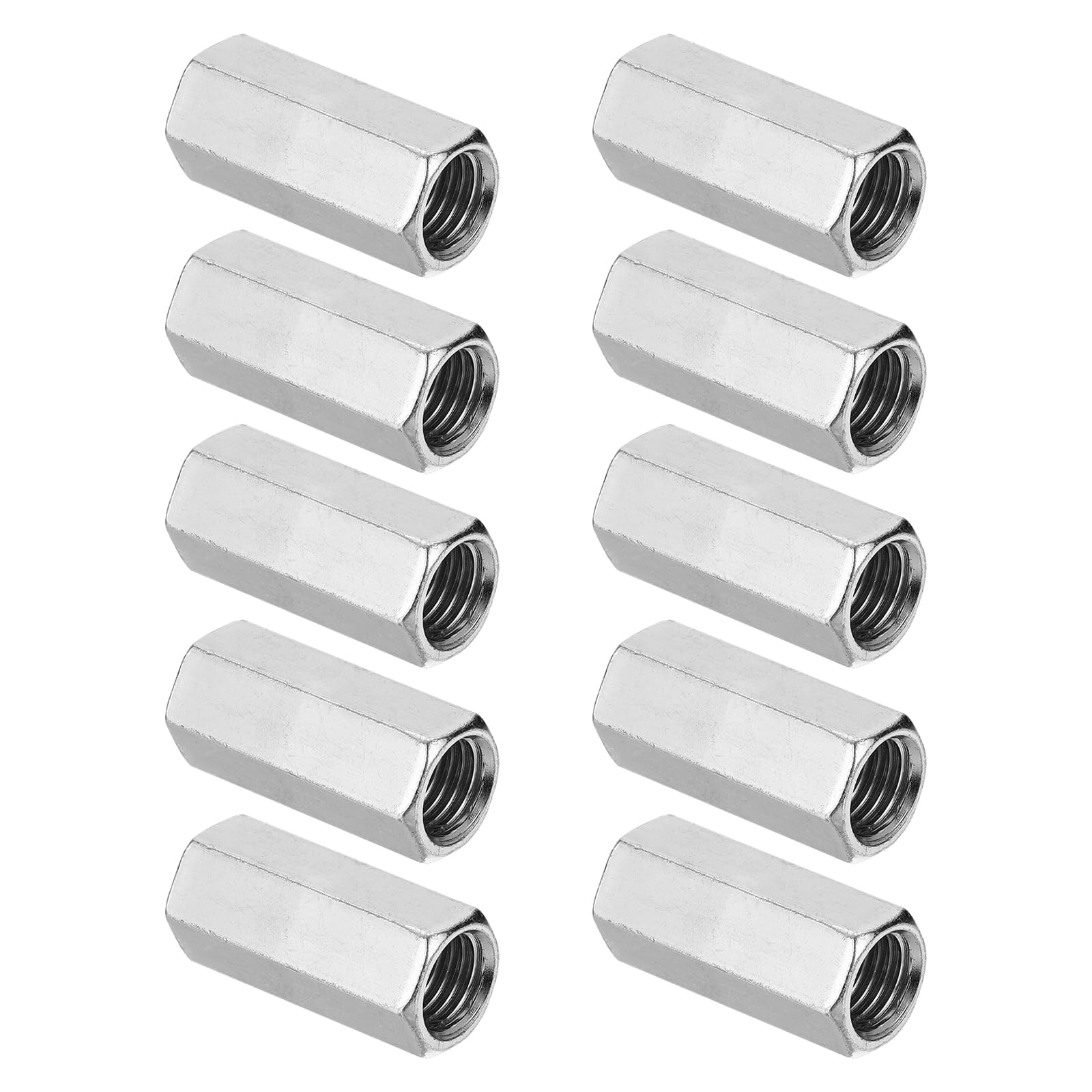PATIKIL 3/4"-10 UNC Hex Coupling Nuts, 10Pcs 2.24" Long Fully Threaded Rod Coupling Nut Studding Connector Fasteners Galvanized Carbon Steel