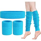 Leg Warmers for Women 80s Headband Wristbands Neon Leg Warmers Set for Sport Yoga - 80s Workout Clothes 90s Outfit for Women