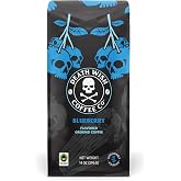 Death Wish Coffee Blueberry Flavored Ground Coffee, Fair Trade, 14 oz | Coffee Cake, Jam, Vanilla &amp; Vietnamese Cinnamon Notes, Natural Flavors, Smooth &amp; Jammy, Hot or Iced
