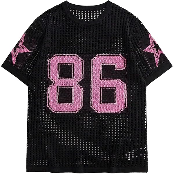 Verdusa Men's Crochet Sweater Tops Short Sleeve Graphic Print