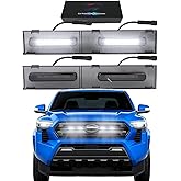 OKLSG Front Bumper LED Grill Lights for Toyota Tacoma 2026 2025 2024 Raptor Marker Lights Bars fit SR SR5 OEM Grille 4th Gen Tacoma Exterior Accessories (White)