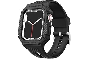 GELISHI Bands Compatible with Apple Watch 9/8/7 45mm, Rugged Men Sport Band with Protective Case for Apple Watch SE 44mm Series 6/5/4/3 42mm